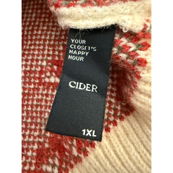 Cider Strawberry Knit Crop Sweater Short Sleeve Cream Red Y2K Cottagecore XL - Picture 3 of 8